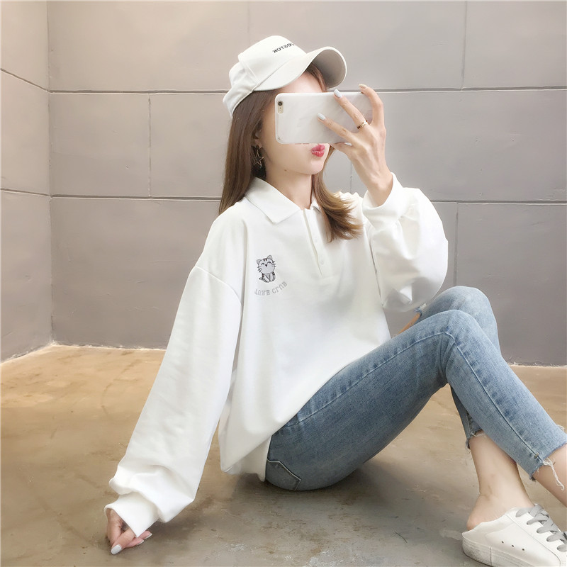 2021 real shot ~ spring clothes loose thin letter casual loose long sleeve women's large women's wear thin top T-shirt