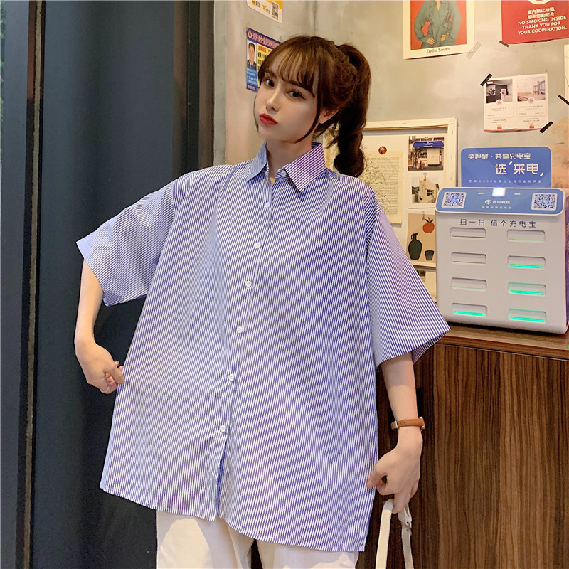 Real shooting of new early spring shirt for women, loose and thin, versatile, Korean shirt fashion, summer short sleeve