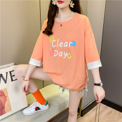 2021 real shot fashion summer fattening plus size women's clothing 200 Jin fat mm fat sister slim top short sleeve T-shirt