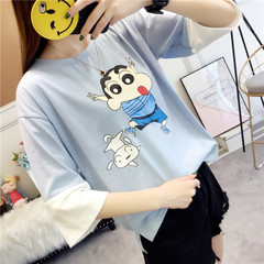2021 new summer crayon small new splicing short sleeve T-shirt women's large size