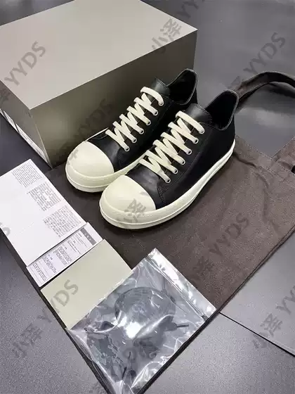 Rick Ocean Ro Independent Main Line Leather Surface Milk-Scented Sole Dark Black and White High Street Low-Top Shoes