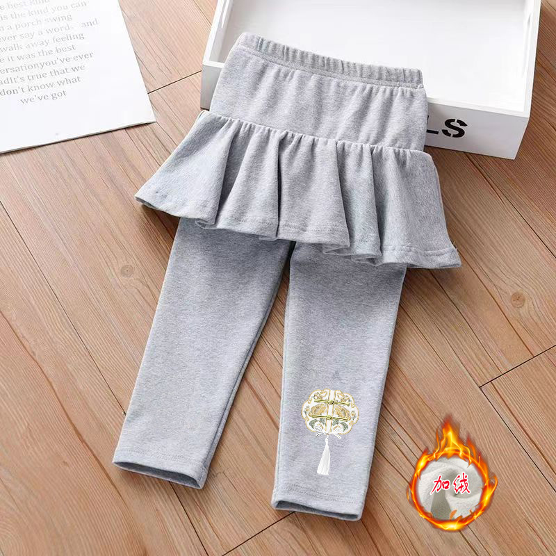 女童裤裙假两件裤子秋冬新款小童加绒打底裤儿童洋气裙裤宝宝冬装
