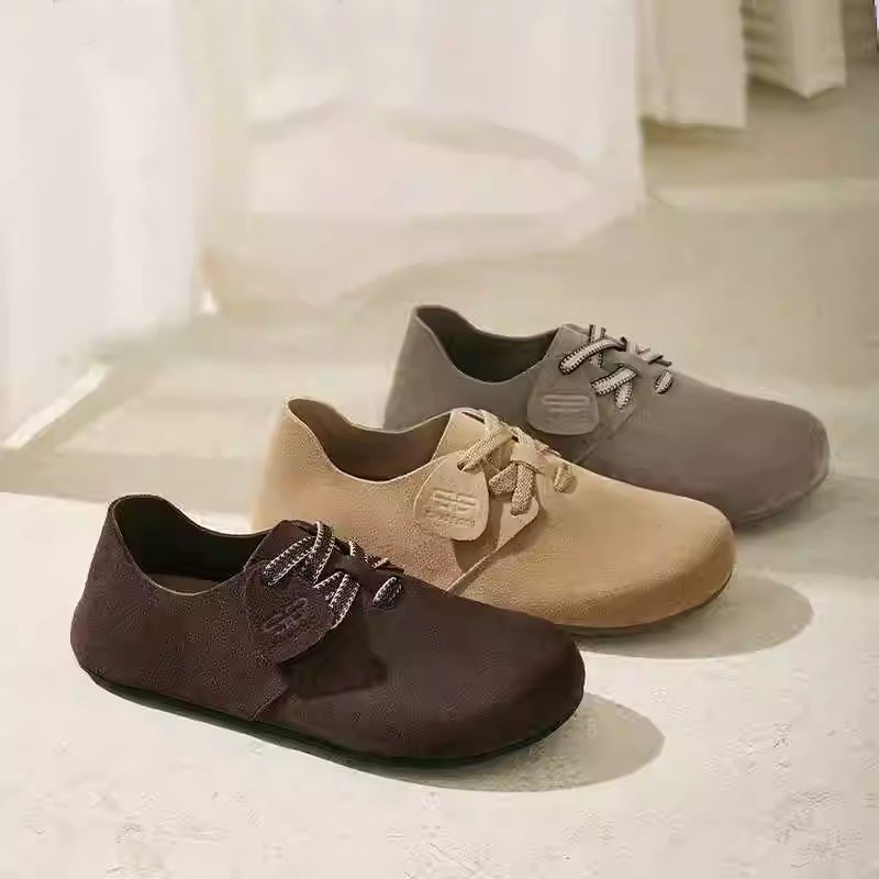 新品上市2025秋季复古慵懒风勃肯鞋平底女吐司单鞋丑萌休闲泡芙鞋