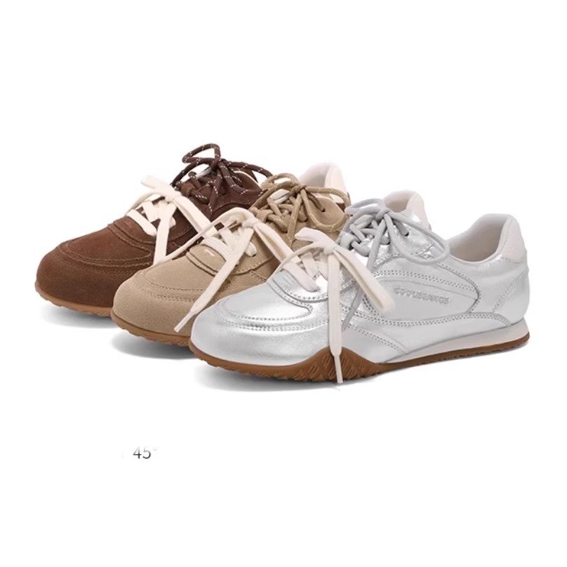 新品上市2025秋季董洁同款咖啡豆休闲复古德训鞋女鞋低跟平底板鞋