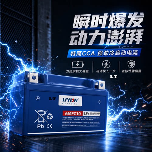 力扬12V8.6Ah踏板摩托车电瓶豪爵
