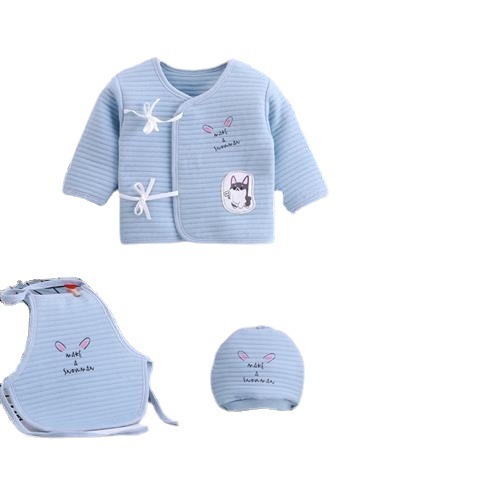 夹棉加厚套装用品新生儿礼盒婴儿保暖绣花衣服棉质2021初生七件套