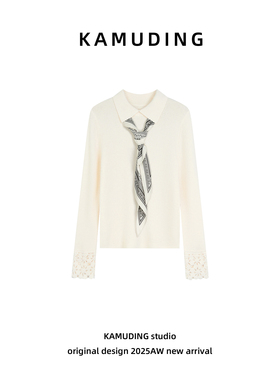KAMUDING2025新款秋冬A19季翻领针织套头衫女休闲百搭上衣25591H