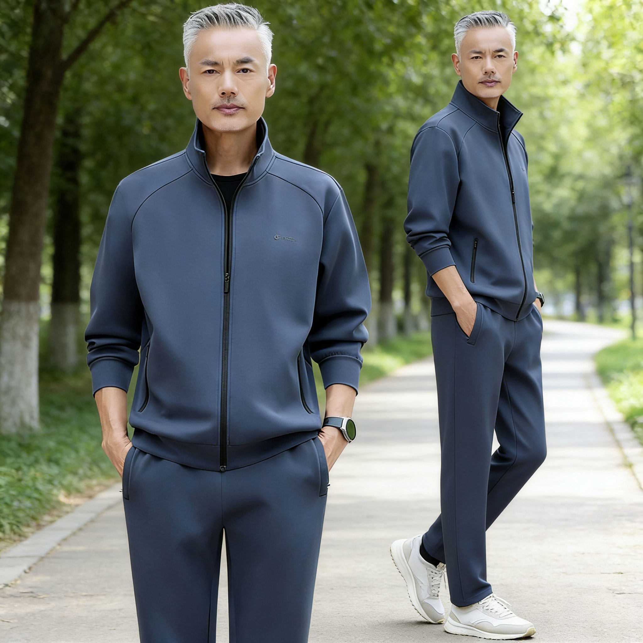 中老年男士运动套装春季2026新款休闲服高端外套长裤三件套爸爸装
