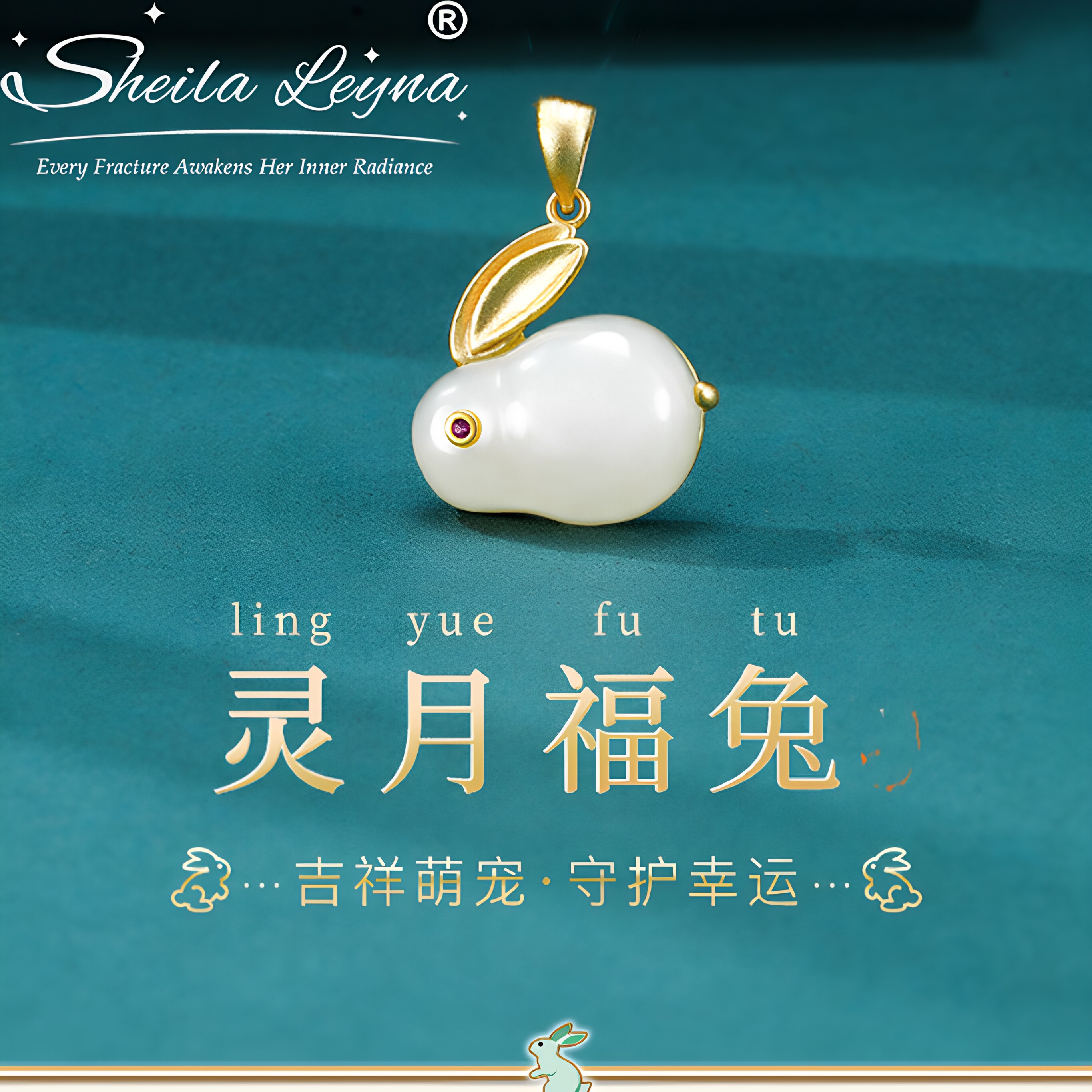 SHEILA LEYNA玉兔和田玉项链女夏轻奢小众吊坠礼物礼品送闺蜜女友