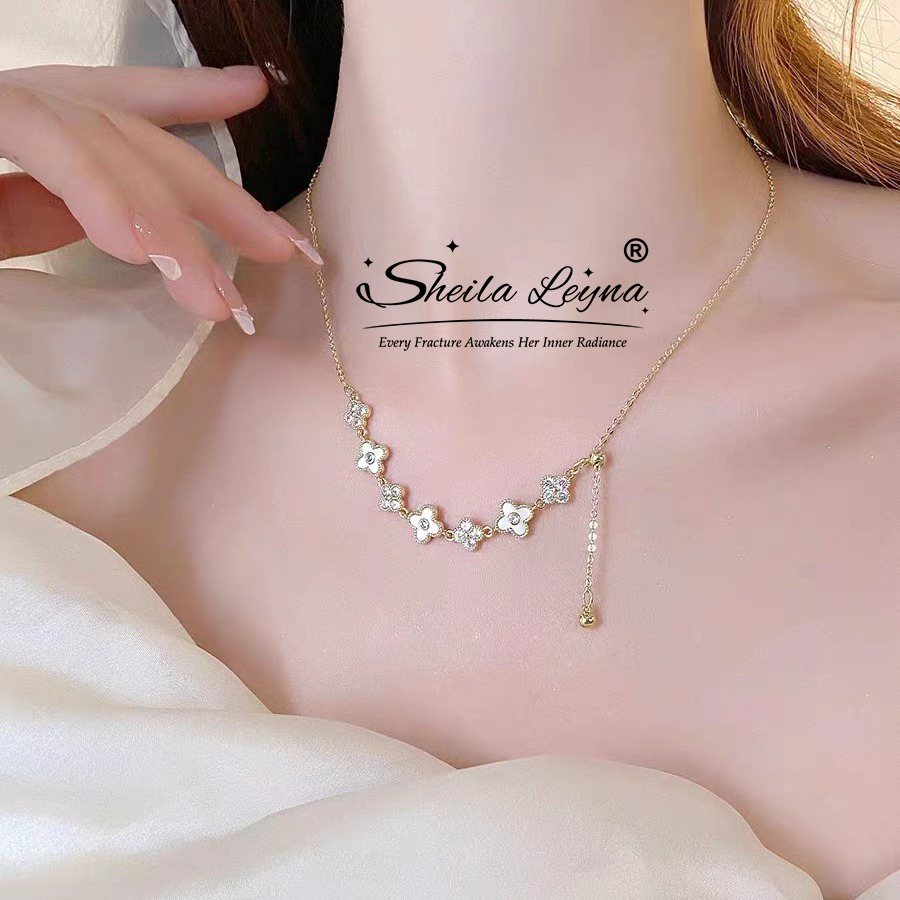 SHEILA LEYNA七花四叶草项链女轻奢小众贝母锁骨链吊坠礼物送女友