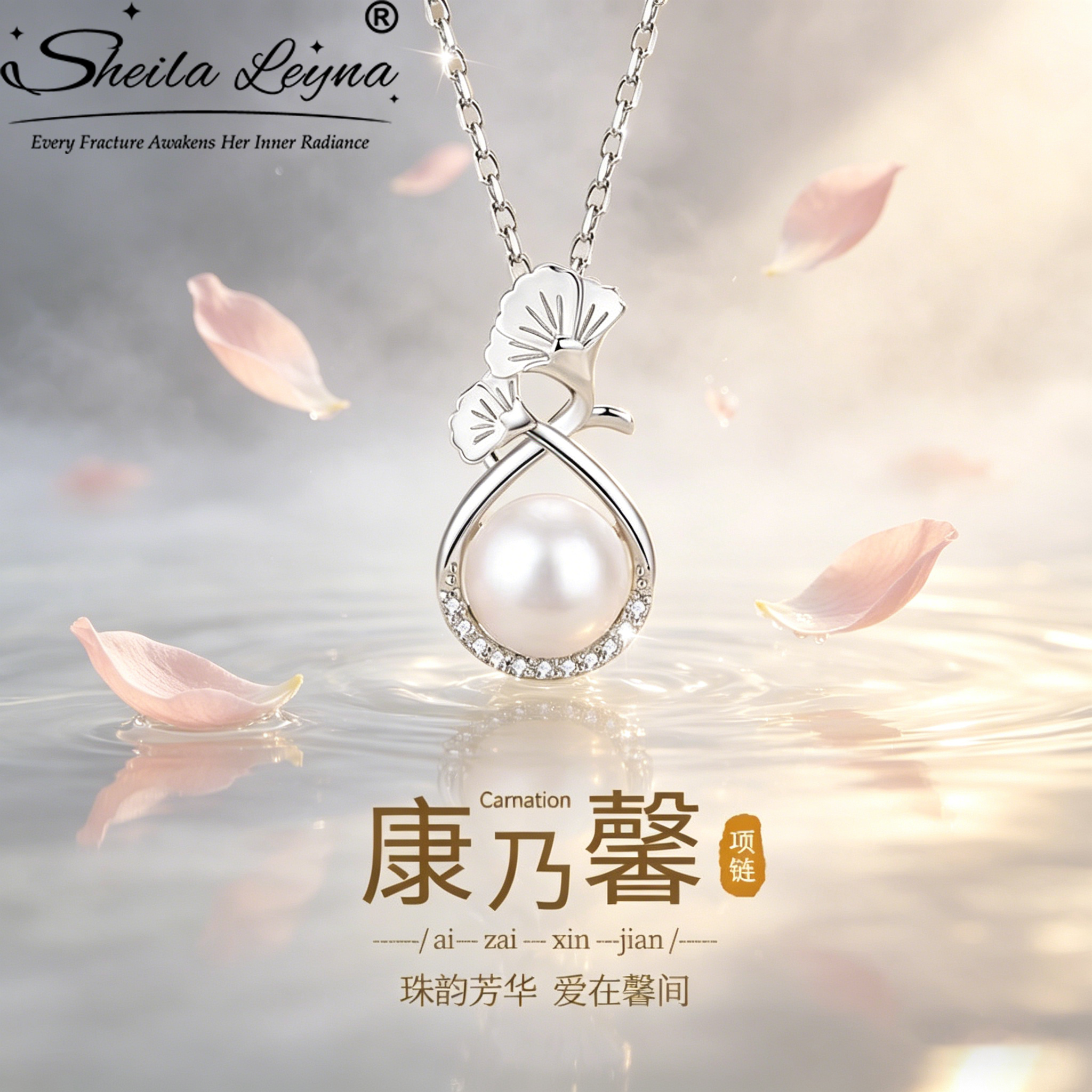 SHEILA LEYNA康乃馨珍珠项链轻奢小众送妈妈女款2026新款送老婆