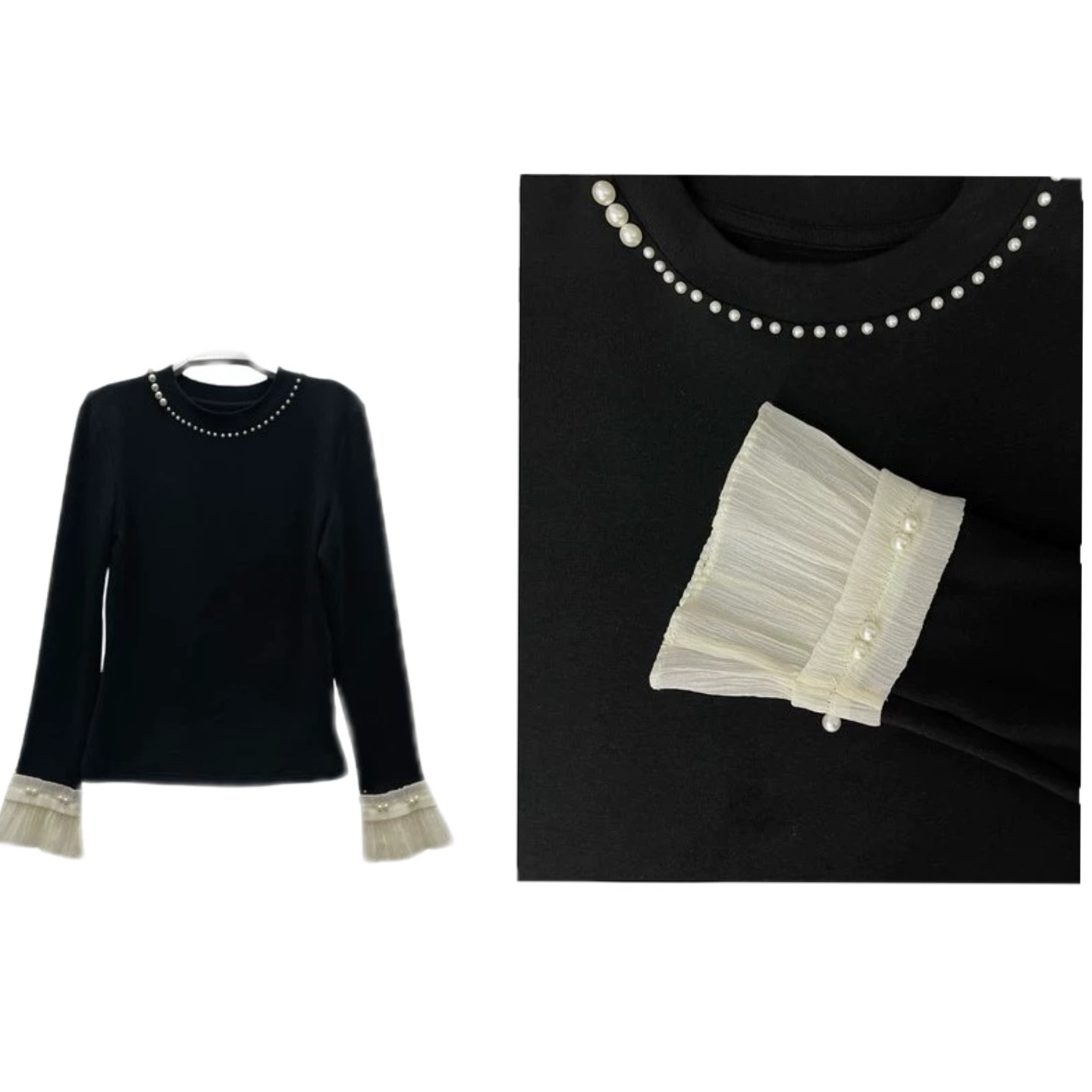 【莉莉安】2025羊绒衫｜法式优雅上衣 打底喇叭袖 new9152#