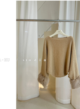 【兰可儿】设计师款｜法式氛围 显瘦蝙蝠袖软糯针织毛衣11051#