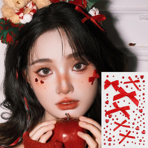 圣诞节脸贴钻红色异形钻彩色水钻