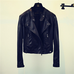 2021春季新款韩版帅气百搭修身立领黑色短款PU皮衣机车服女小外套