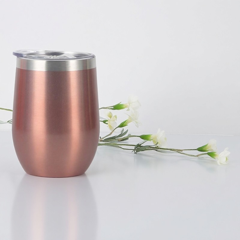 骅灿鸡蛋杯蛋壳杯 跨境 双层大肚水杯12oz保温杯U型不锈钢红酒杯