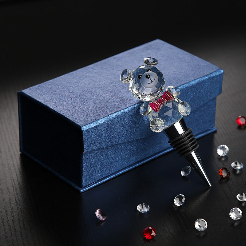 高端酒瓶塞子红酒塞洋酒小熊葡萄酒香槟塞套装精品水晶创意 硅胶