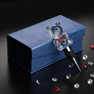 高端酒瓶塞子红酒塞洋酒小熊葡萄酒香槟塞套装精品水晶创意 硅胶