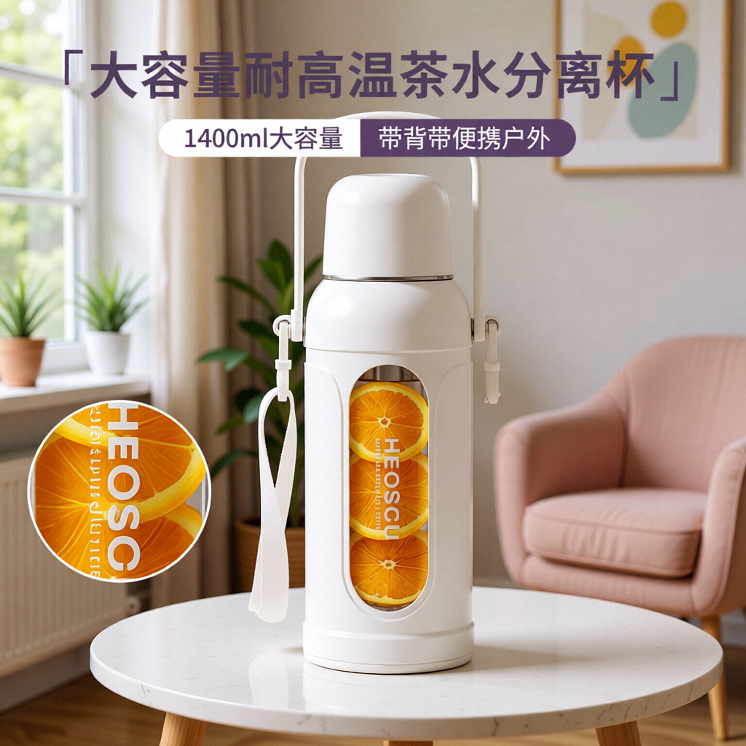 耐高温容量玻璃杯子茶水分离