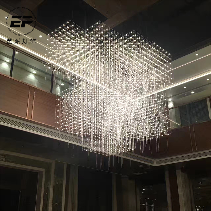 轻奢风会所别墅酒楼led吊灯定制