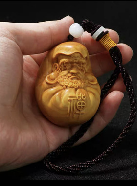 圆雕崖柏达摩手把件招财手把玩件