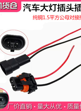 9005双槽安定器汽车连接器 灯座插头汽车大灯接插件 公母整套带线