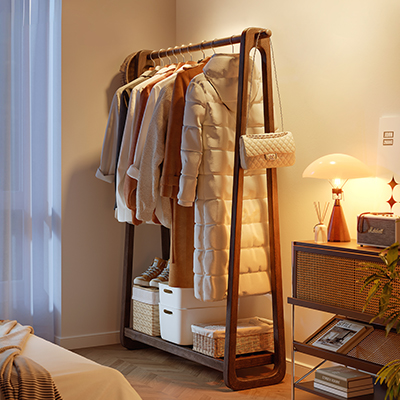 实木落地衣帽架35cm窄底座