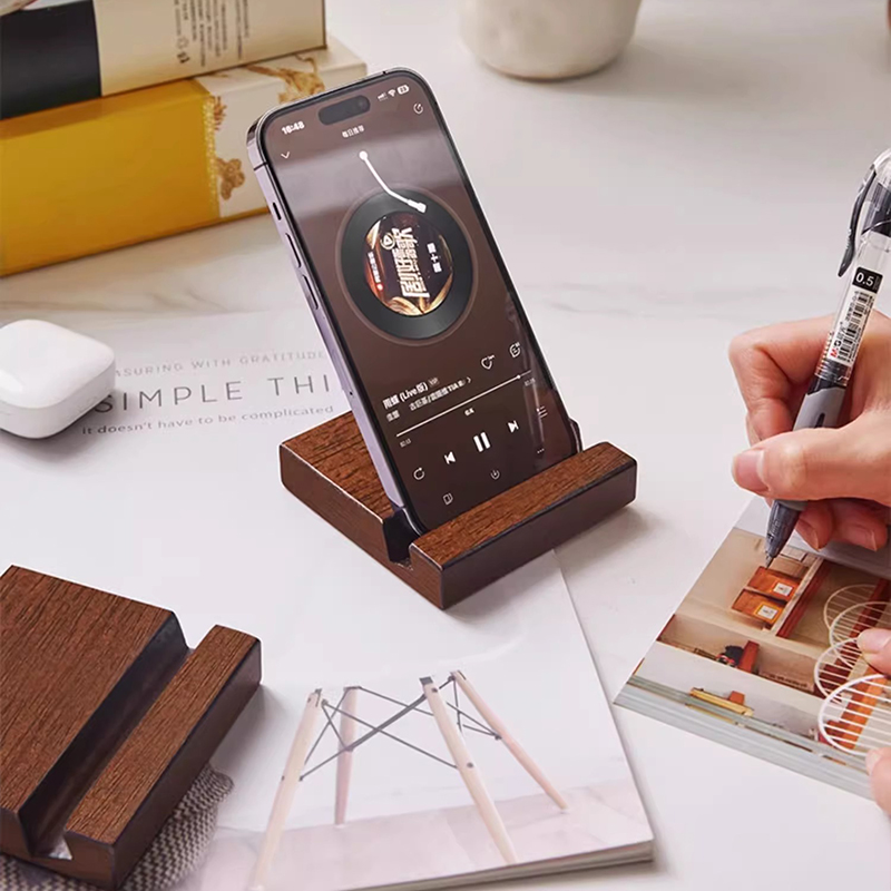 中古实木手机支架桌面置物架