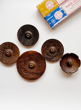 尼泊尔手工木雕香插香座香盘Nepal Wooden  Incense Holder
