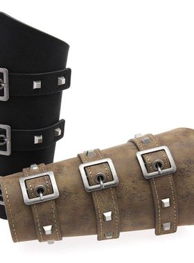 欧洲复古骑行护腕个性男士皮革朋克护臂手饰Cosplay舞台服饰道具