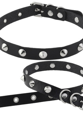 朋克原宿鼓钉尖钉颈链项圈哥特式个性暗黑风PU皮革颈带锁骨项链