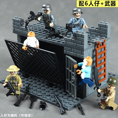 乐军事基地二战拼装积木人仔