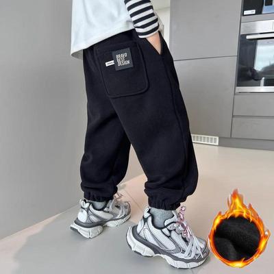 男童春秋新品运动裤中大童儿童宽松休闲裤子保暖一体绒卫裤子外穿