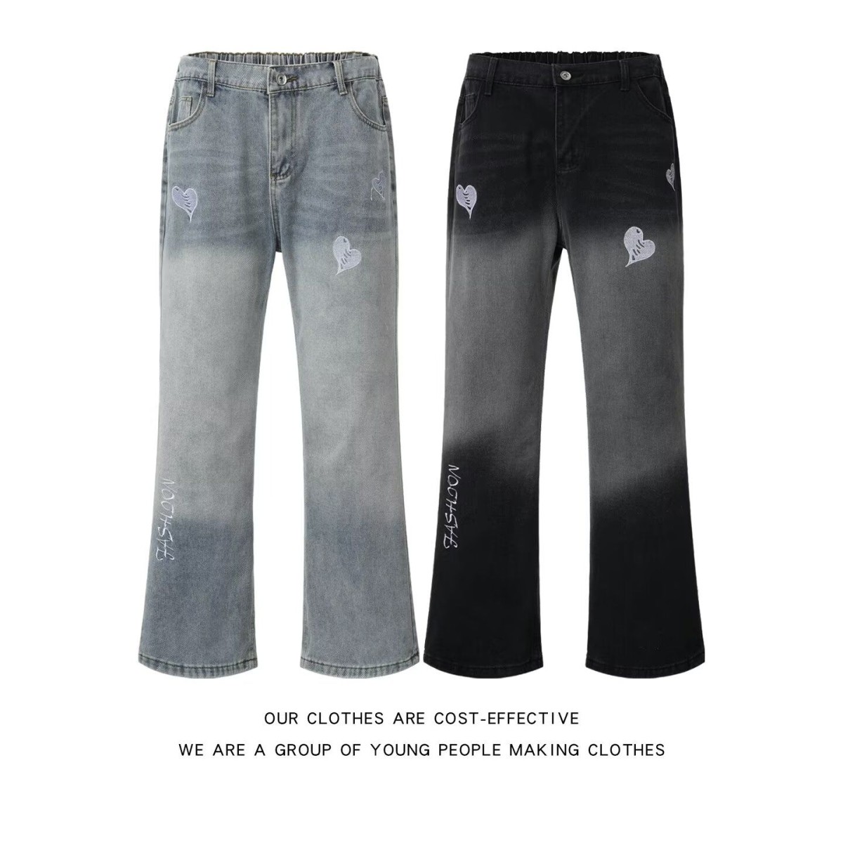 港风潮男夏季新款2024个性字母牛仔裤嘻哈ins潮高街潮流痞帅长裤,男装,牛仔裤,淘宝优惠券,粉丝福利购,淘宝优惠卷