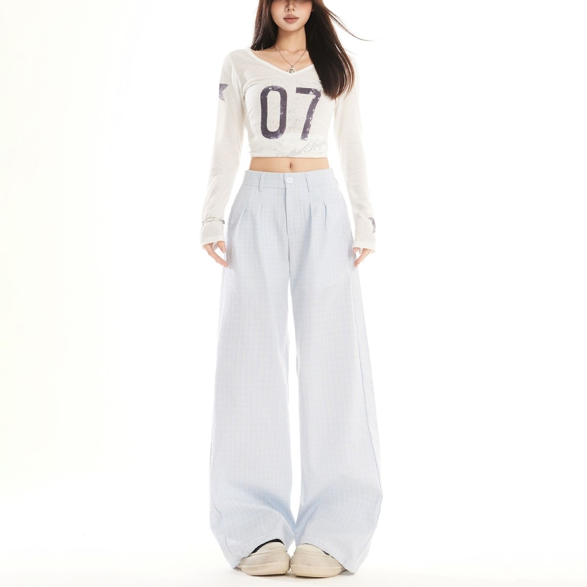 美式复古格子休闲裤女春季新款中性高腰宽松显瘦慵懒风直筒裤子男,女装/女士精品,休闲裤,淘宝优惠券,粉丝福利购,淘宝优惠卷