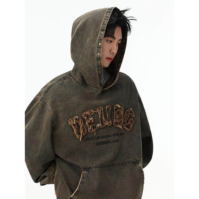 MRNELY美式复古做旧水洗牛仔卫衣男生2023新款连帽高端秋季外套,男装,卫衣,淘宝优惠券,粉丝福利购,淘宝优惠卷