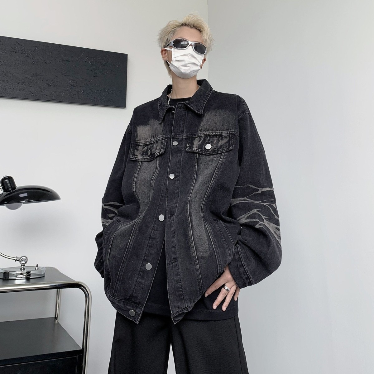 牛仔外套男生春秋季高级感痞帅炸街国潮牌褂子设计感小众潮流夹克