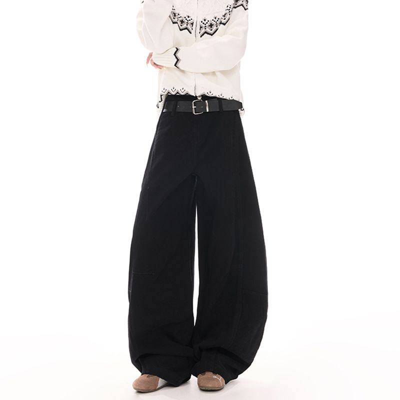 欧美中性弯刀牛仔裤男女春秋新款宽松显瘦韩版潮酷百搭阔腿裤长裤,男装,牛仔裤,淘宝优惠券,粉丝福利购,淘宝优惠卷