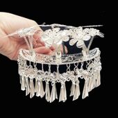 少数民族发饰短流苏发簪苗族头饰苗银发簪侗族发梳古装 汉服头饰