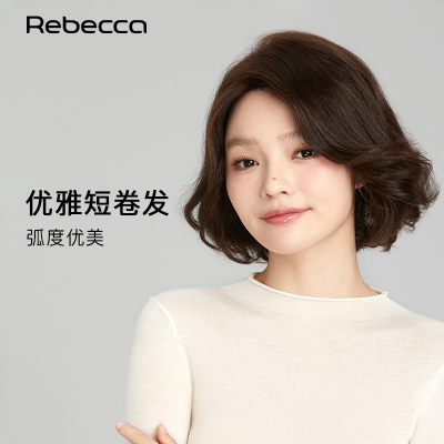 瑞贝卡斜刘海短卷波波头整顶假发