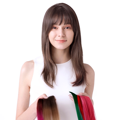 瑞贝卡真发挂耳染潮色挑染