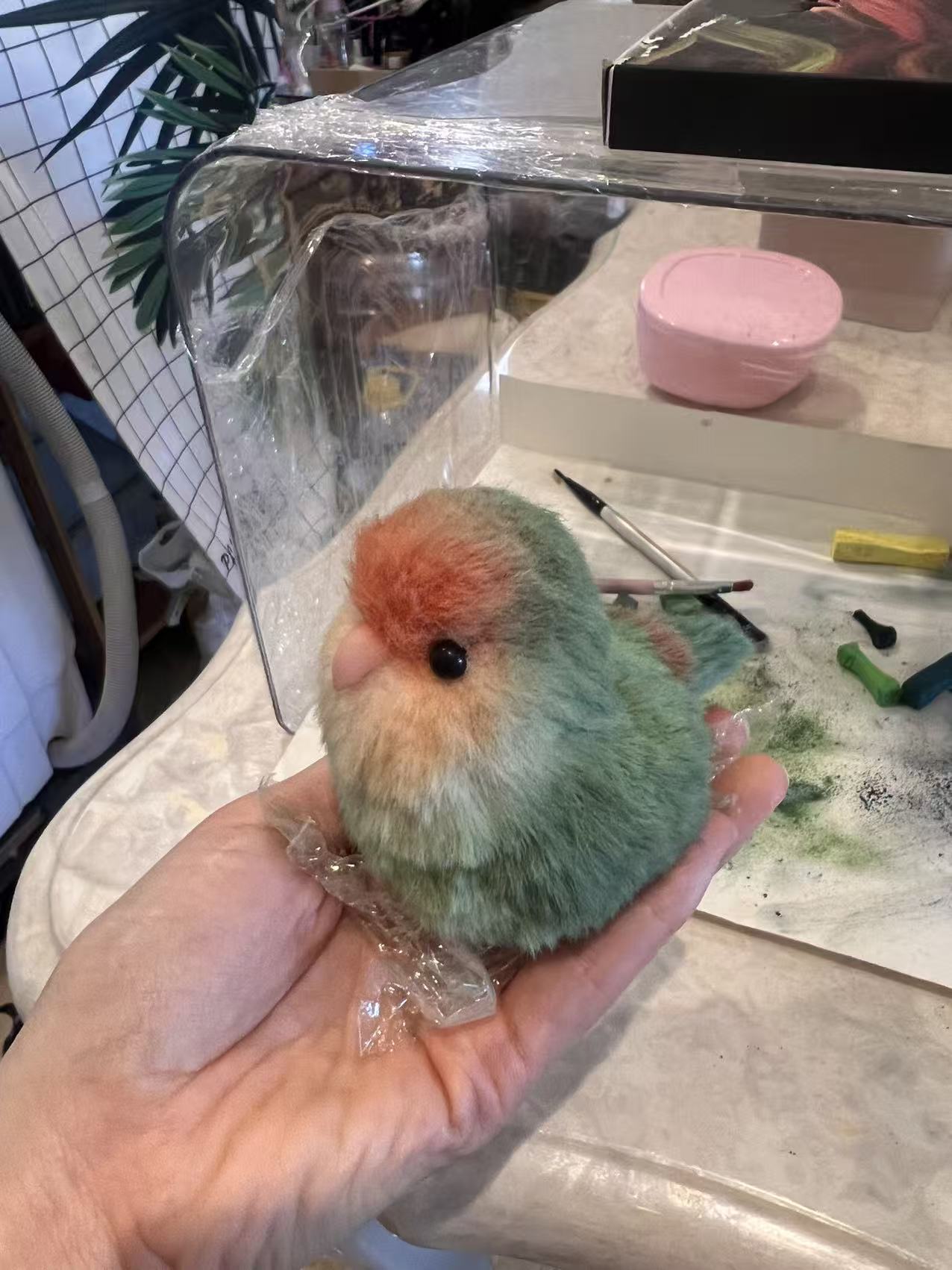 可爱鹦鹉羊毛扭扭棒成品鸟小号挂件玄凤虎皮仿真定制鹦鹉玩偶摆件