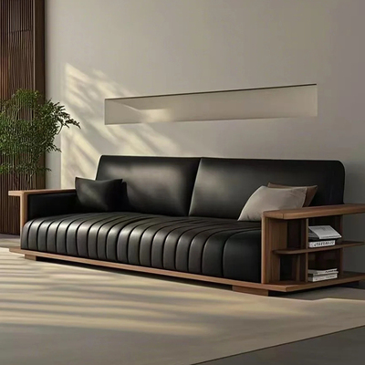 新中式胡桃木实木直排沙发