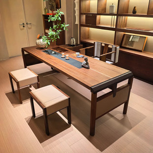 新中式北美黑胡桃木实木茶桌高端轻奢2026新款办公室功夫泡茶台