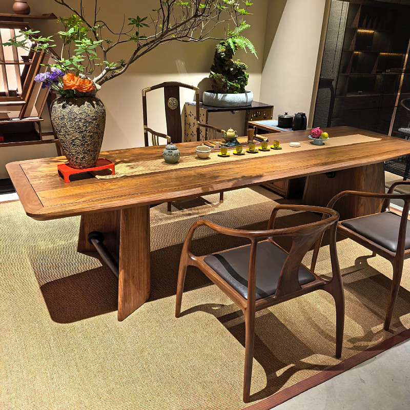 新中式北美黑胡桃木实木茶桌椅高端2026新款轻奢宋氏美学茶室茶台,住宅家具,家用茶台/茶桌,淘宝优惠券,粉丝福利购,淘宝优惠卷