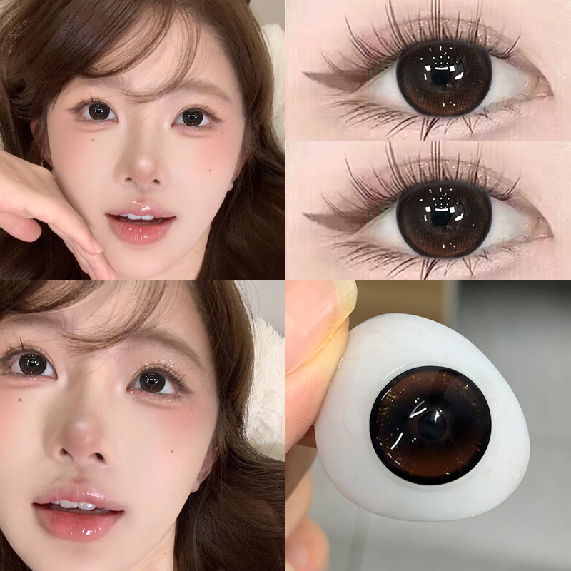 呆萌小狗美瞳半年抛自然棕色大小直径网红新款隐形近视眼镜正装TN图片