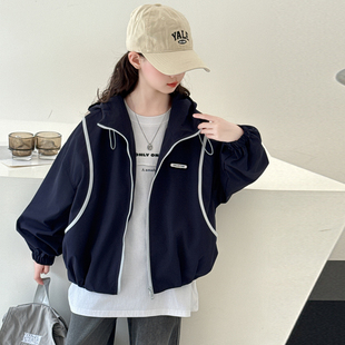 女童外套春秋款洋气2026新款棒球服大童夹克衫女孩春装连帽开衫潮