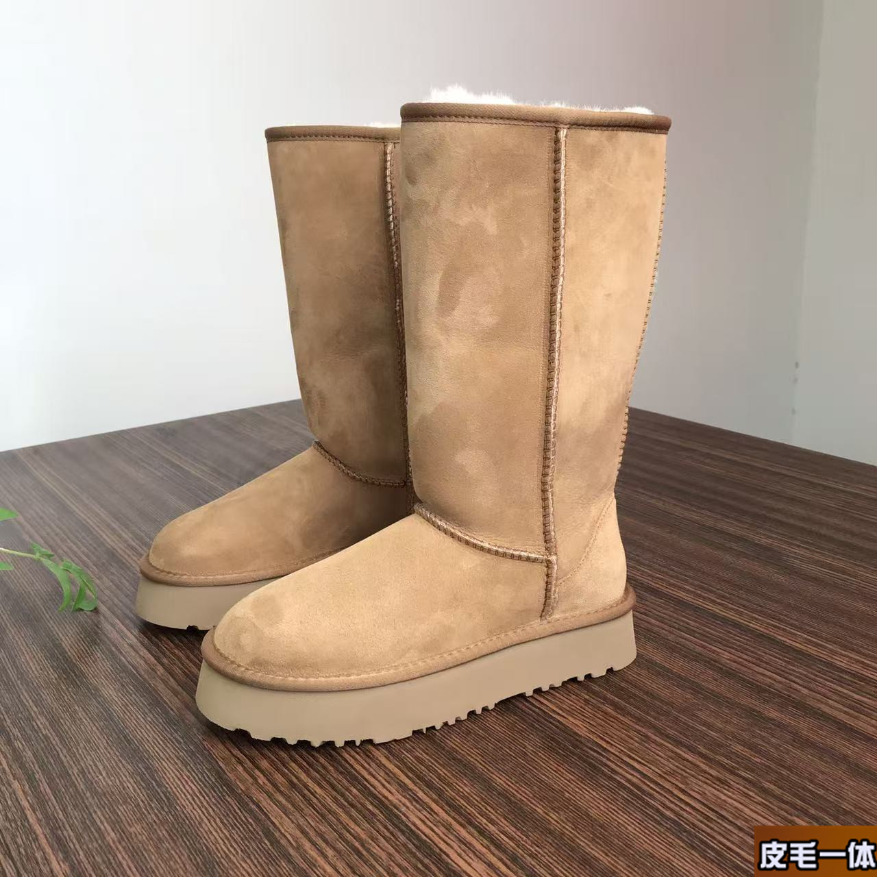 【高筒-厚底】真皮羊皮毛一体雪地靴女款厚底冬季加绒加厚