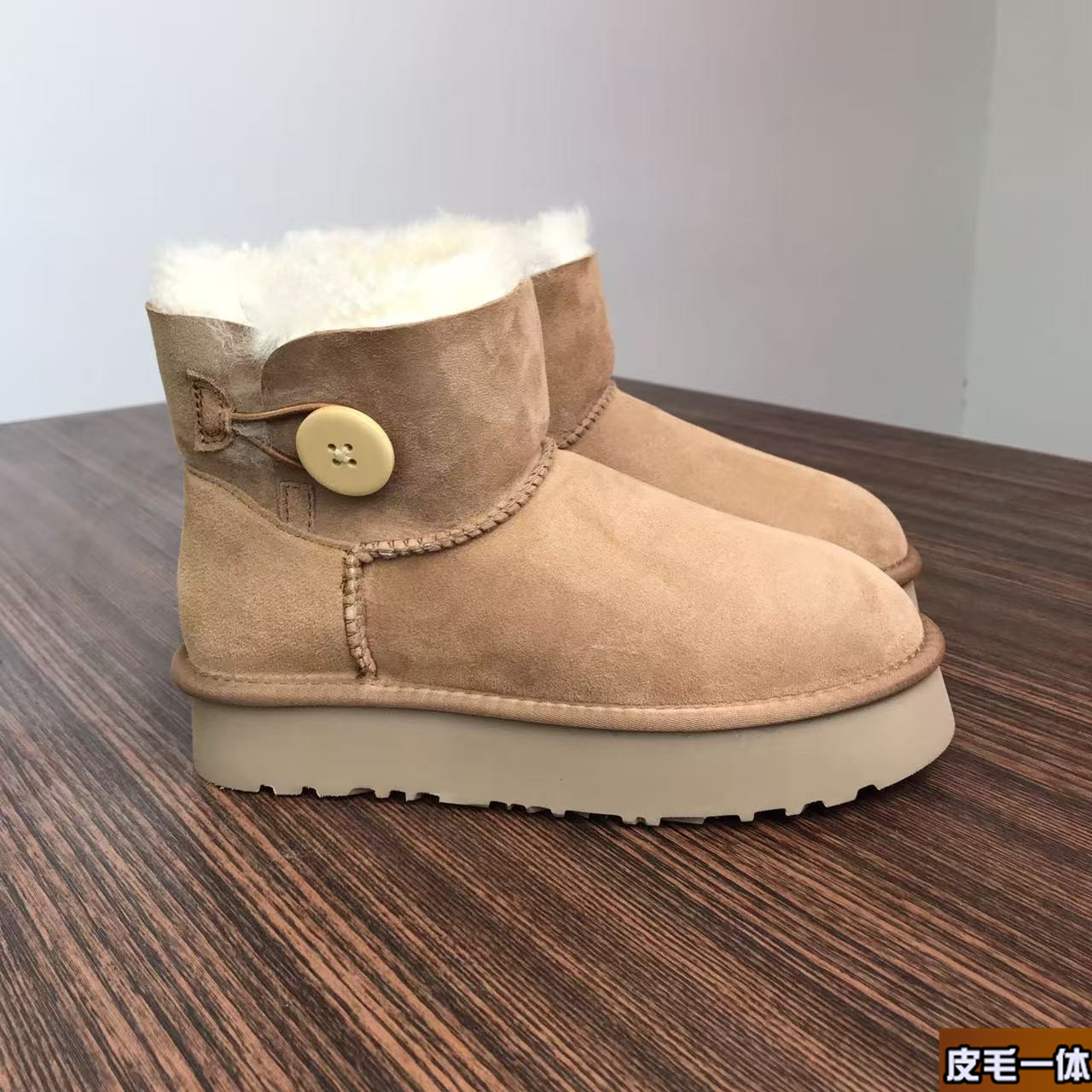 【木扣款-厚底】真皮羊皮毛一体雪地靴女款厚底冬季加绒加厚
