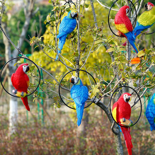 真鹦鹉鸟类挂饰树脂工艺品花园摆件户外庭院子美陈挂树动物装饰